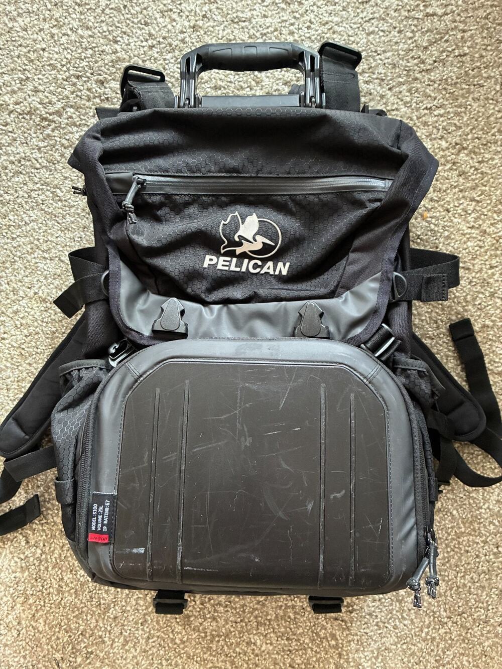 Pelican S100 25L Sport Elite Laptop Backpack, Black 9”x11.5”x18” Used
